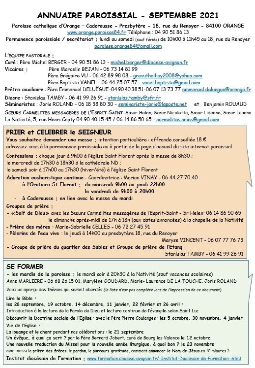 Annuaire paroissial page 1